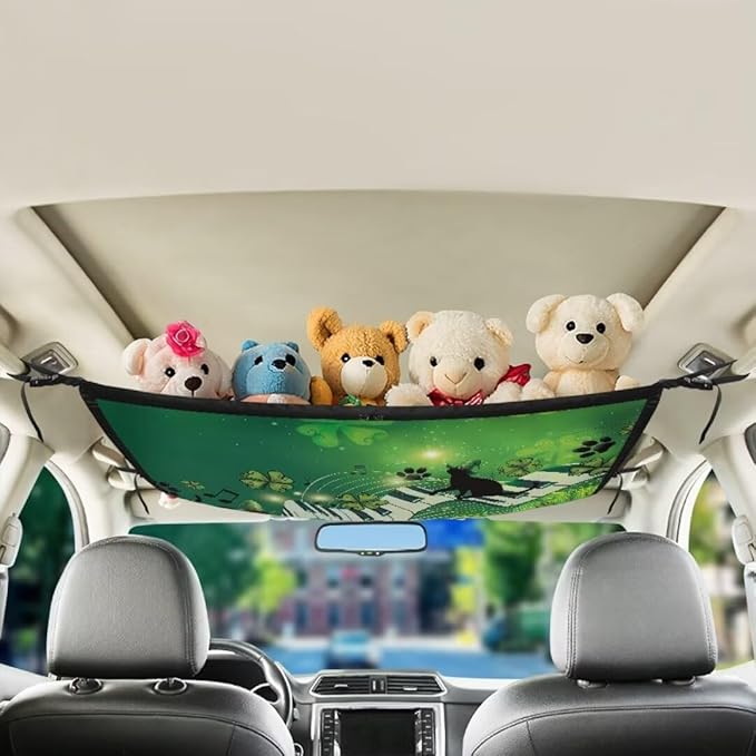 Black Cat Piano Keys Car Roof Storage Bag Car Seat Organizer Roof Storage Premium Car Seat Organizer One Size Inner Car Accessories