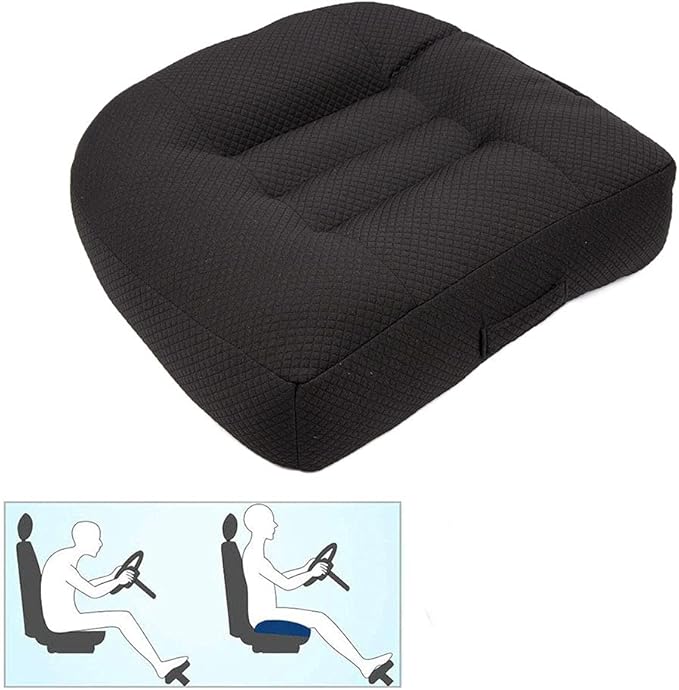 Srutirbo Car Booster Seat Cushion Heightening Height Boost Mat, Breathable Mesh Portable Car Seat Pad Angle Lift Seat for Car, Office,Home (Pure Black)