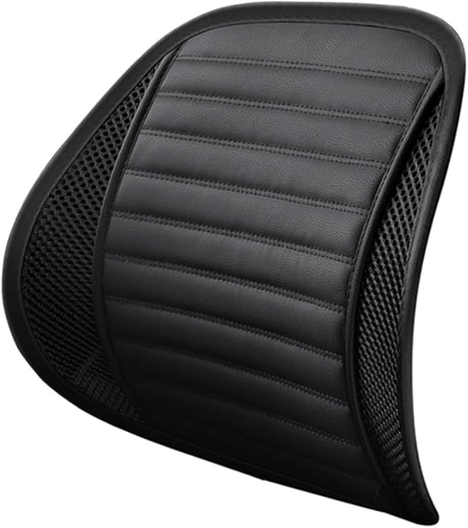 Leather Lumbar Support Seat Cushion with Mesh Breathable Car Seat for Lower Back Pain, Ergonomic Backrest for Office Chairs Car(Brown)