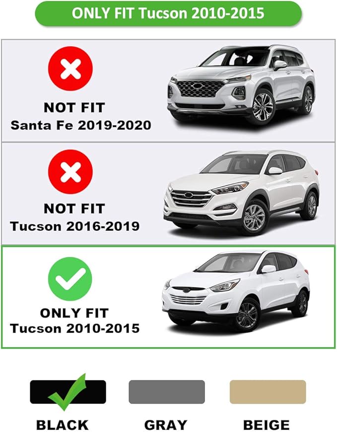 Marretoo for Hyundai Tucson Cargo Cover 2010-2015 Factory Style Black Retractable Rear Security Trunk Cover