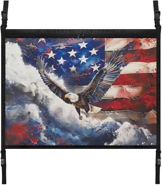 Car Roof Storage Bag USA Flag Eagle Hanging Car Storage Bag All Car Storage Organizers Large Capacity Can Hold Mobile Phone, Wallet