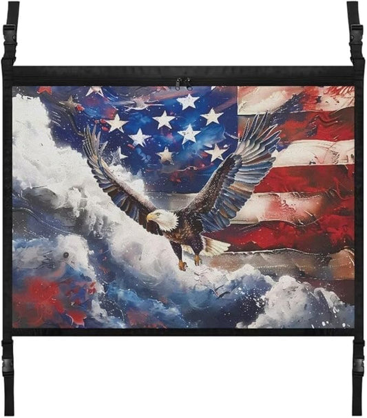 Car Roof Storage Bag USA Flag Eagle Hanging Car Storage Bag All Car Storage Organizers Large Capacity Can Hold Mobile Phone, Wallet