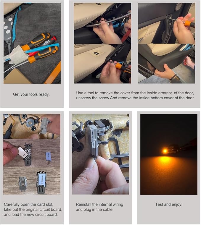 NJSBYL 2PCS LED Ambient Lighting Circuit Board Replacement for B-MW 2 3 4 5 7 M2 M3 M4 X5 X6 X7 Pre-LCI LCI Courtesy Rear Pillar Front Seatback Atmosphere Module Orange-White