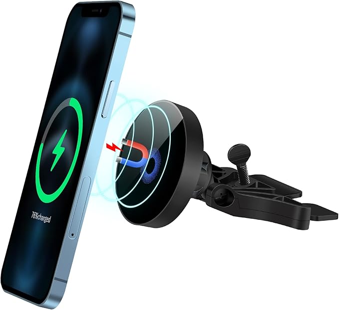 Piosoo 15W Magnetic Wireless Car Charger CD Slot Mount for iPhone 13/13 Pro/13 Pro Max/13 mini/12/12 Pro/12 Pro Max,Powerful Suction Auto-Alignment Mag-Safe Car Mount, Compatible with Mag-Safe Cases