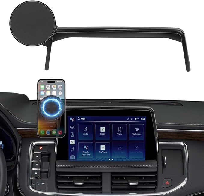 Car Phone Holder Fit for Chevy Suburban Tahoe/GMC Yukon 2021-2024 Accessories 10.2-Inch Screen Fixed Clip, Cell Phone Mount Compatible with MagSafe Hands-Free 360° Rotation Automobile Cradles