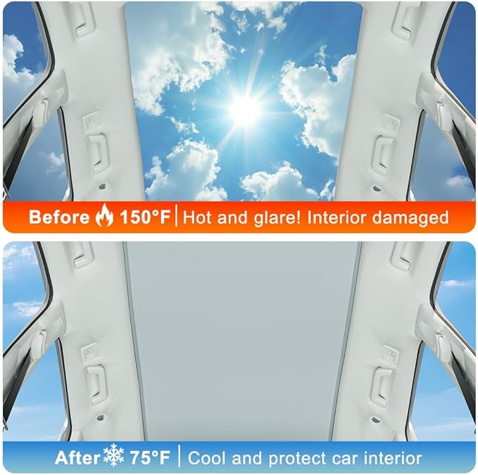 Car Sunroof Shade Compatible with Volvo C40(Not for XC40) 2021-2023, Foldable Glass Roof Sunshade with Storage Bag, Heat Insulation Sun Protection Roof Interior Sunshade