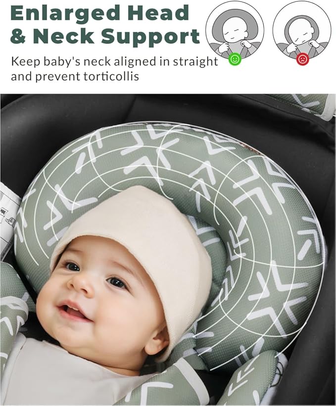 Newborn Car Seat Insert, Head and Body Support, Reversible Infant Insert Compatible with Baby Carseat, Stroller, Mamaroo Swing, Rocker, Bassinet, Bouncer. Baby Car Seat Cushion - Rabbit