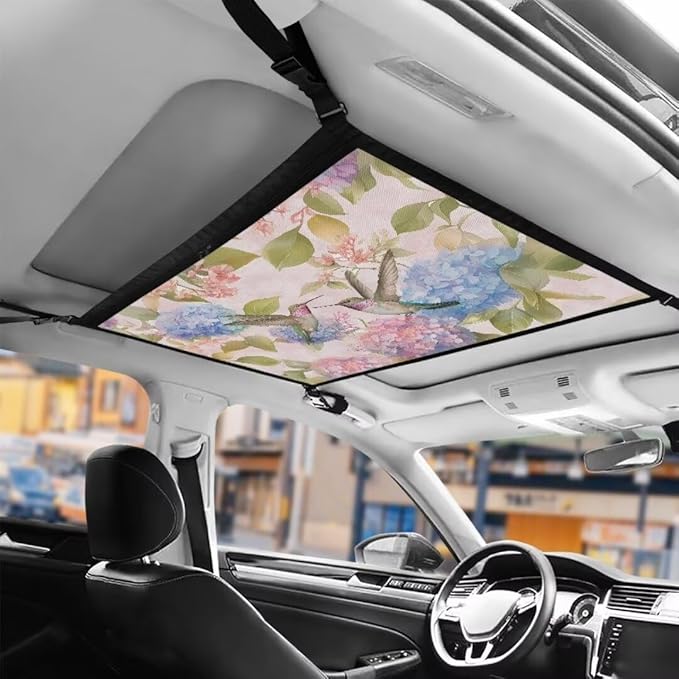 Hydrangea Hummingbird Car Roof Storage Bag Car Seat Back Hanging Bag Premium Car Seat Organizer Inner Car Accessories Compatible with Most Vehicles