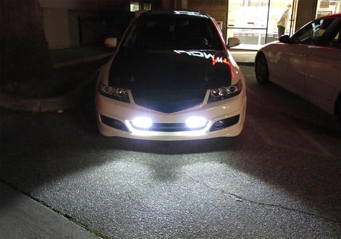 iJDMTOY Xenon White 18W High Power LED Daytime Running Light Kit w/Relay Wire Harness, Universal Fit Compatible with Car, Truck, SUV, etc