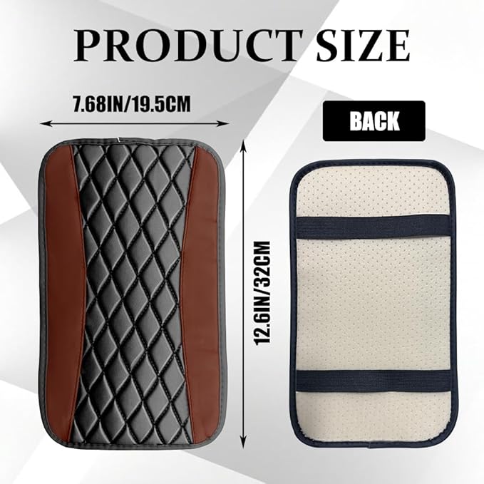 Car Center Console Cushion Pad, Arm Rest Covers, 12.6"×7.5" Leather Waterproof Auto Armrest Seat Box Protector, Auto Comfortable Center Console Cover Universal for Most Vehicles (Coffee)