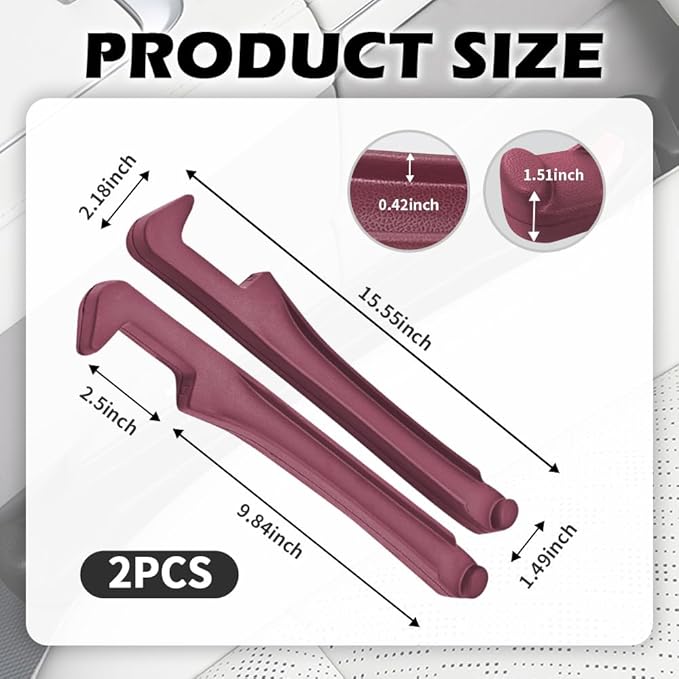 2PCS Car Seat Gap Filler Organizer,3 in 1 Car Seat Side Gap Filler with Hook for Avoiding Dropped Items,Universal No Drop Seats Guard for Filling Gaps 1.37-1.49 Inch Wide (Red)