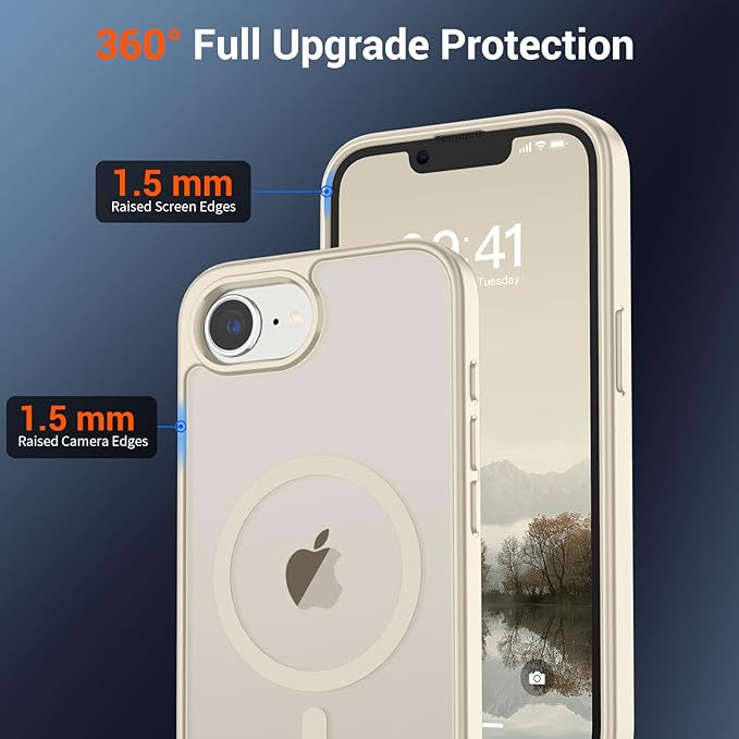 SUPFINE Magnetic for iPhone 17e Case/iPhone 16e Case (Compatible with MagSafe)(Military Grade Drop Protection) Slim Translucent Matte Shockproof with Anti-Fingerprint Phone Case,Antique White