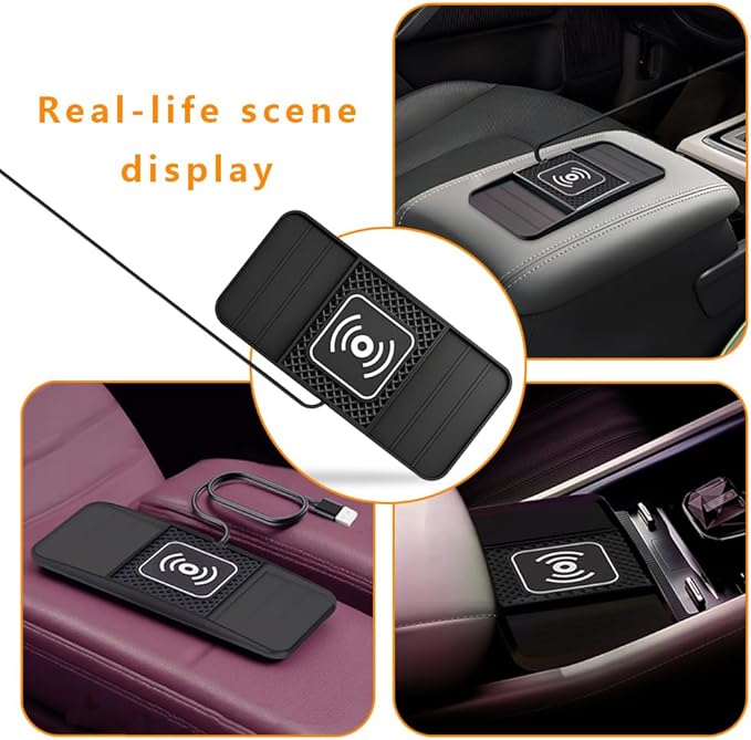 Wireless Charging Pad for Car for Chevrolet Equinox 2005-2026, DIY Trim-to-Fit Slim Non Slip Fast Charger Car Wireless Charging Pad 30CM Cable,B 30cm USB Plug Cable