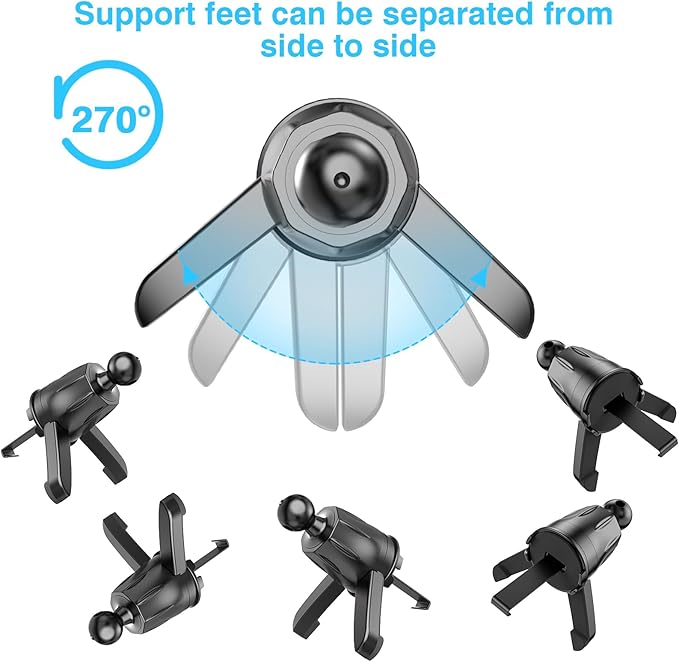 Air Vent Clip for Car Mount Replacement,Adjustable Triangular Fixing Foot and Metal Hook,Universal Vent Grip for Car Phone Holder and Wireless Car Charger,Joint Ball Diameter 0.67inch/17mm