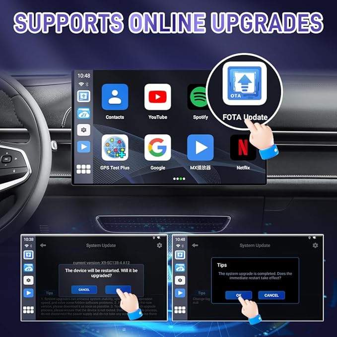 Wireless CarPlay Adapter CarlinKit 3 in 1 Ai Box Only for Wired CarPlay Touch Screen Cars, Support Android 13.0 System Wireless CarPlay Android Auto YouTube Netflix GPS+Glonass - CPC200-Tbox LED