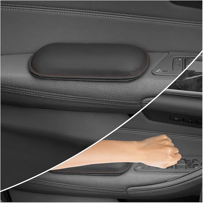 2PCS Car Door Armrest Pads,Soft Leather+Memory Foam Car Knee Pads for Arm Support&Protect Elbow and Knee,Universal Car Elbow Pads Car Accessories Interior for Most Vehicles (Black)