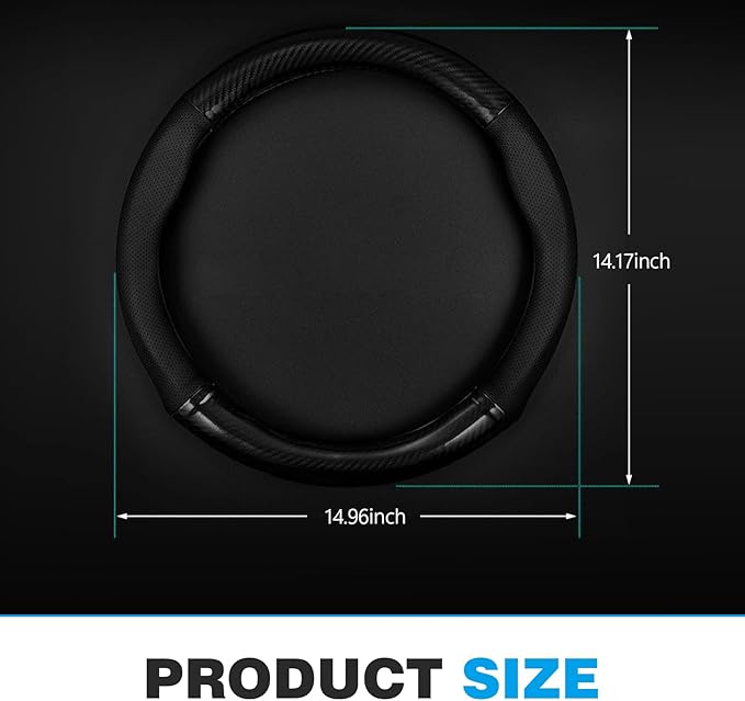 O-shaped Steering Wheel Cover, Carbon Fiber Pattern Anti-slip Wear-resistant Sweat-absorbent Microfiber Leather Steering Wheel Protector, Four Seasons Universal Accessory (Black)