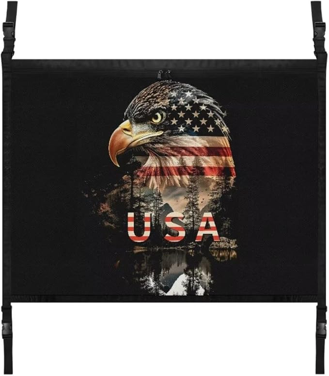 Eagle USA Flag Car Roof Storage Bag Car Roof Seat Organizer All Car Storage Organizers Inner Car Accessories Compatible with Most Vehicles