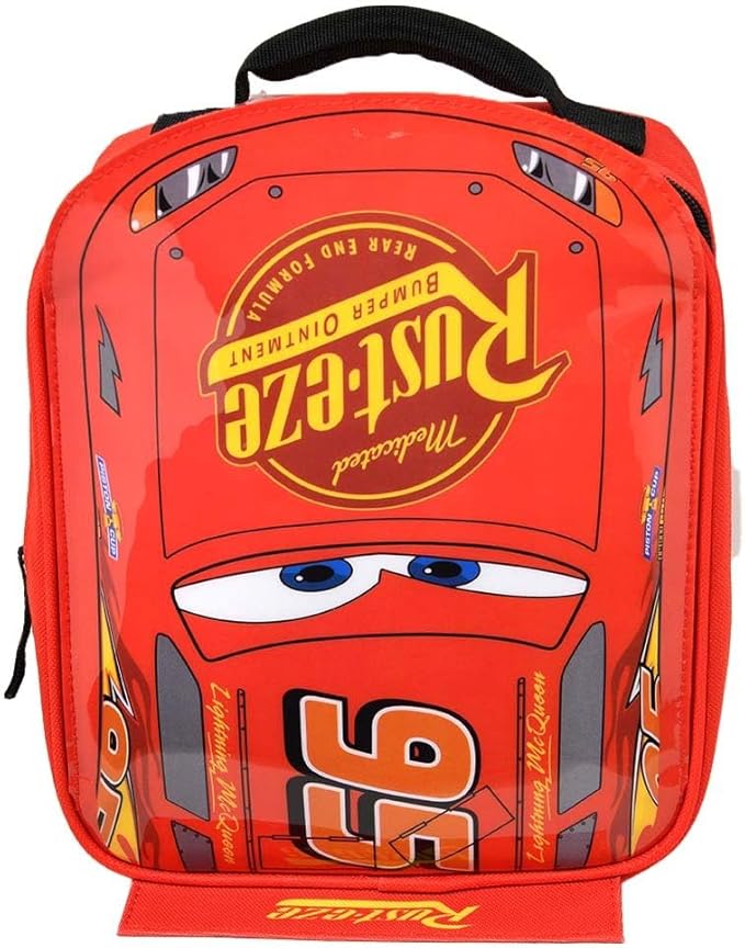 Fast Forward Kids Insulated Lunch Bag with Handle – Cars Shaped Lunch Bag Pixar Design – Reusable Soft Cooler Lunch Box for Boys & Girls, School, Daycare & Travel