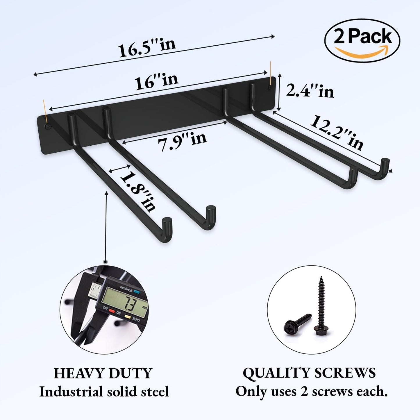 Garage Storage Organization Wall Mount, Heavy Duty Folding Chair Storage, Garden Tool Hanger for Patio, Beach & Camping Chairs Organizer Hooks, Holds 240 lbs - 2 Pack