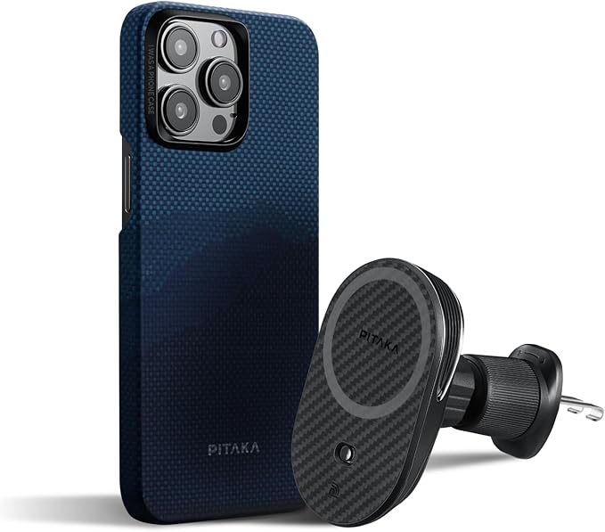 pitaka Case for iPhone 15 Pro Max with MagSafe Car Mount Charger, Over The Horizon
