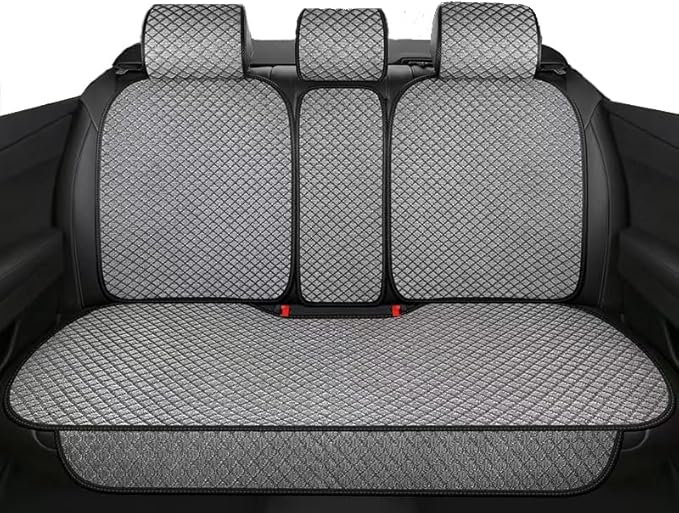 Universal Rear Seat Protector – All-Season Breathable Car Bench Cover with Non-Slip Base,3D Diamond-Pattern Fabric, Fits Most Sedans, SUVs, Vans & Trucks（Gray）