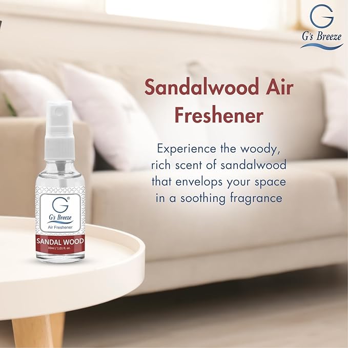 G's Breeze - Sandalwood Air Freshener – Woody & Earthy Fragrance of Sandalwood – Ideal for Home, Car & Office – Elevate Your Space with Luxurious Scent and Creates Relaxing & Comfortable Atmosphere