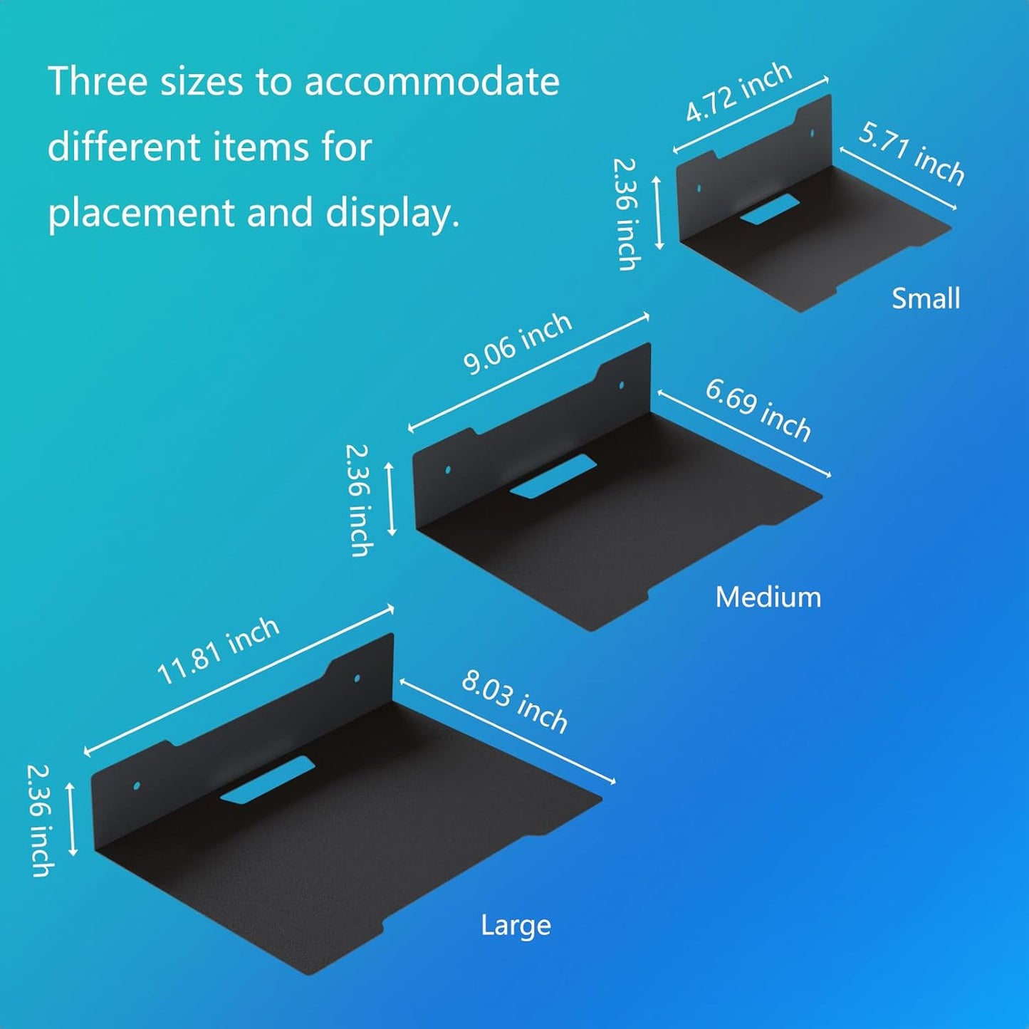 Floating Metal Wall Mount Shelf,Shelf for Projector,TV Cable Box,Router,Speaker,Sound Bar,Camera,Gaming,Decor Display (1, Large)