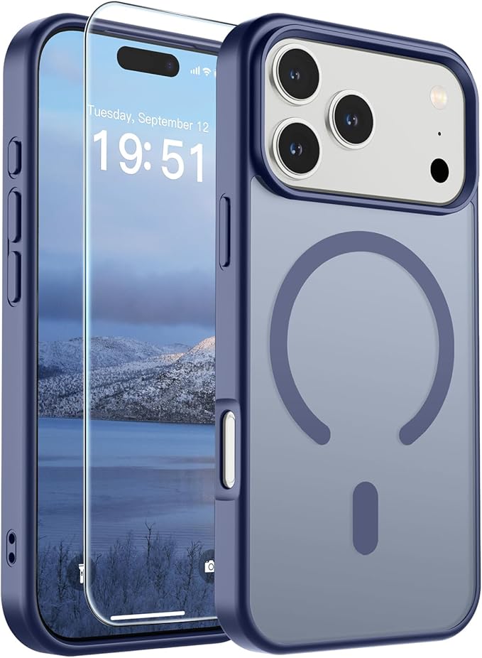 SUPFINE Magnetic for iPhone 17 Pro Case (Compatible with MagSafe)(Military Grade Drop Protection) Translucent Matte Shockproof with Anti-Fingerprint Phone Cover 2025,Lavender Gray