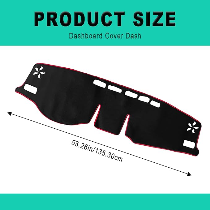 Dash Cover Mat, Center Console Cover Sunshield Protector, Dashboard Cover Compatible with T0y0ta RAV 4 2019 2020 2021 2022 2023 2024 2015 (Red Trim)