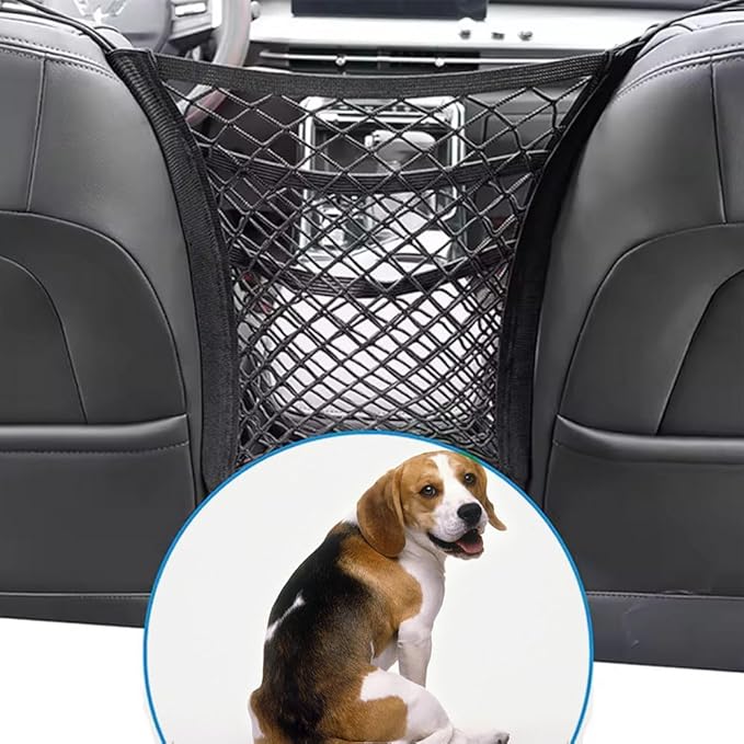 3-Layer Car Mesh Organizer, Dog and Kid Pet Barrier, Seat Back Net Bag Holder, Storage Organizer, Cargo Tissue Handbag Purse Holder, Driver Storage Netting Pouch