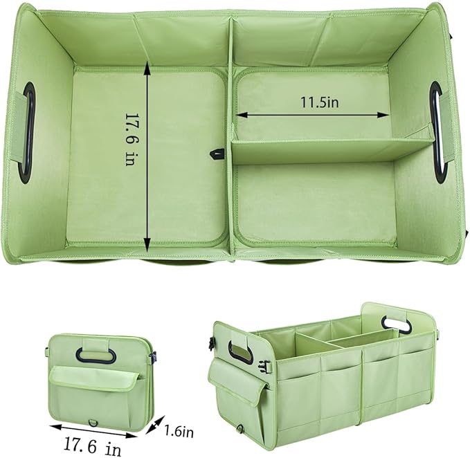 titiyiof Trunk Organizer For Suv & Sedan,Car Organizers and Storage, Waterproof Collapsible & Adjustable Straps,70L Sturdy Car Organization for Car Accessories, Tools,Sundries,2-3Compartment（Green