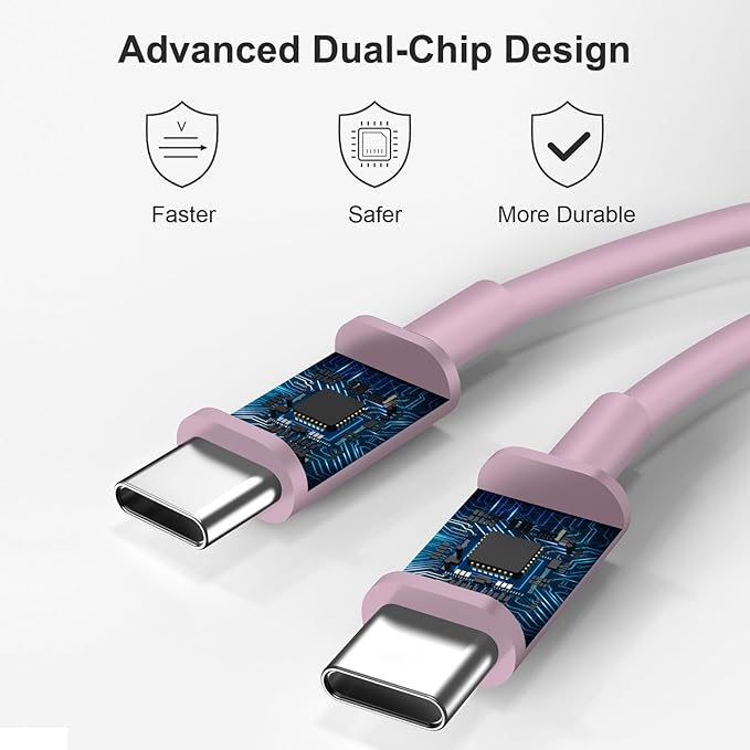 USB C Charger Type C Charger Fast Charging 10FT 45W Samsung Chargers 2-Pack with iPhone Air/17/17 Plus/17 Pro/17 Pro Max/16/16 Plus/16 Pro/16 Pro Max/15/15 Pro Max/iPad Pros/Galaxy S25 S24(Pink)