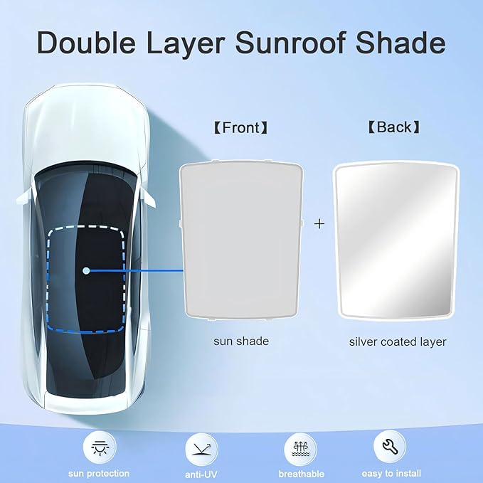 Car Glass Roof Sunshade Compatible with Audi Q5 2009-2017, One-Piece Sunroof Shade with Storage Bag, Foldable Sunshade Roof Cover, Heat Insulation, Sun Protection, No-Sagging