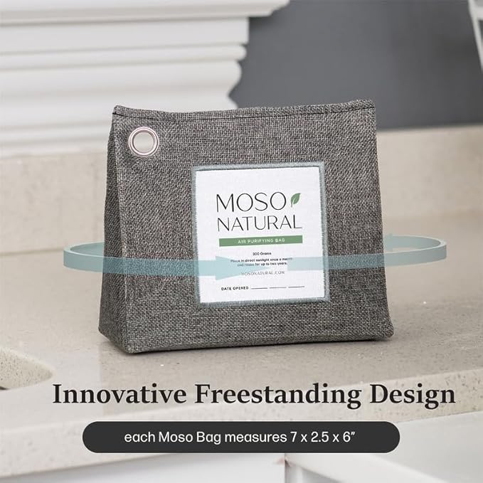 Moso Natural Air Purifying Bag 300g (10.58oz) Premium Bamboo Charcoal Odor Absorber for Home & Pet, Closet Odor Eliminator & Small Room Deodorizer, Charcoal Bags Last 2 Years, Unscented