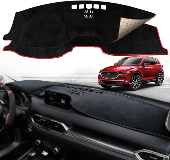BEERTE Updated Custom Black Dash Cover Fit for Mazda CX-5 2026 2025-2017 Nonslip Dashboard Mat Flannel Sunshade Dashboard Protector (Without HUD)