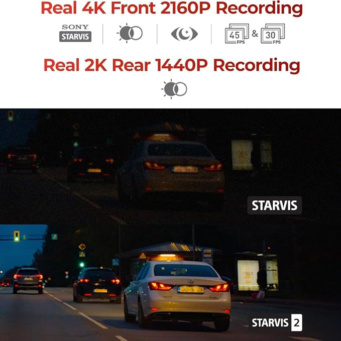 THINKWARE ARC700 4K HDR Dash Cam Front and Rear - 4K+2K Dual Dashboard Camera, Low Power Parking Mode, Thermal Protection, Wi-Fi, GPS, Speed/Red Light Alerts, (64GB MicroSD & Hardwiring Cable Incl)