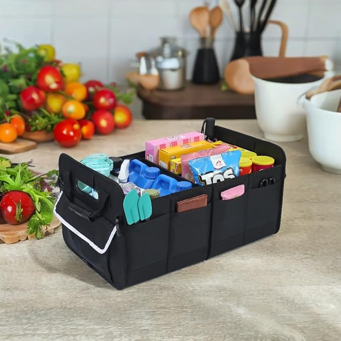 titiyiof Trunk Organizer For Suv & Sedan,Car Organizers and Storage, Waterproof Collapsible & Adjustable Straps,70L Sturdy Car Organization for Car Accessories, Tools,Sundries (Black B, Large-A)