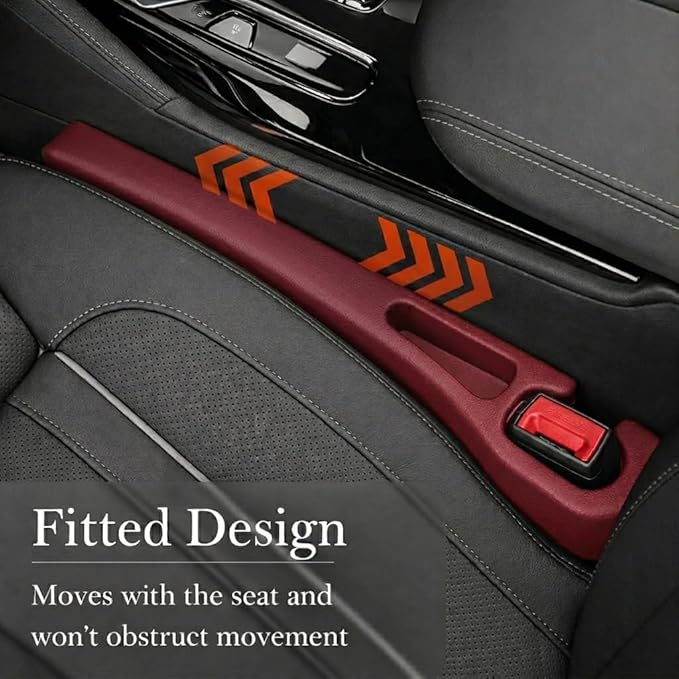 Seat Gap Filler 2 Pack, Car Seat Gap Plug with Storage Slot for Phone & Keys, High-Density Elastic Car Slot Organizer for Most Cars, SUVs, and Trucks - Red