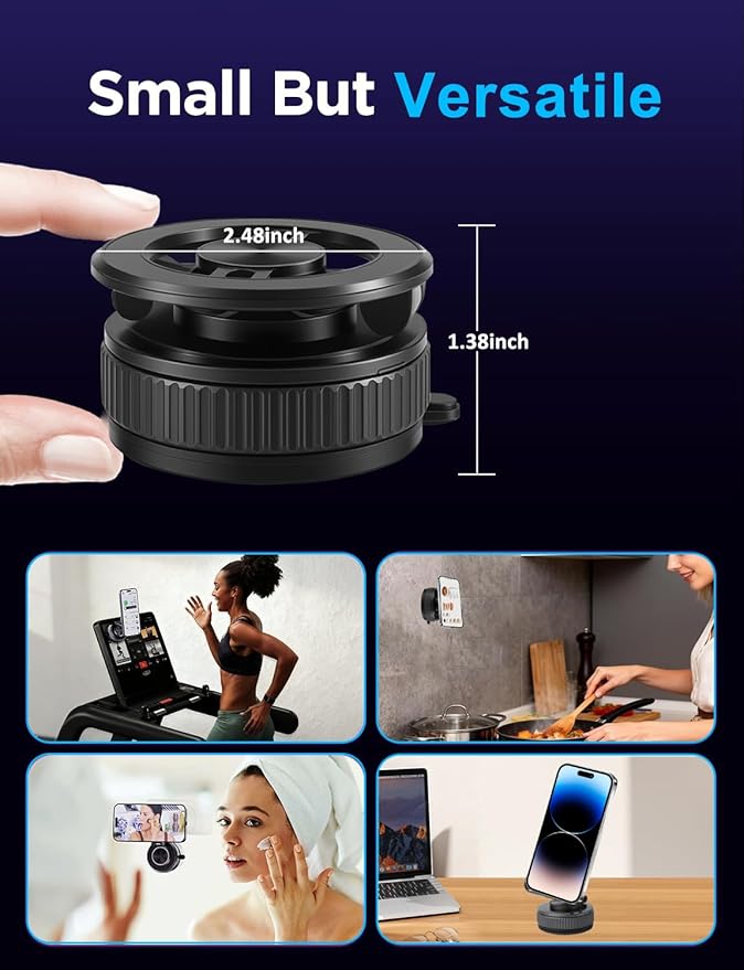 Vacuum Magnetic Phone Holder for Car, 360° Ajustable Car Holders for Magsafe,Ultra Strong Suction Cup Phone Mount, Foldable Cell Phone Holders for Car/Gym/Mirror Bracket for iPhone & Android