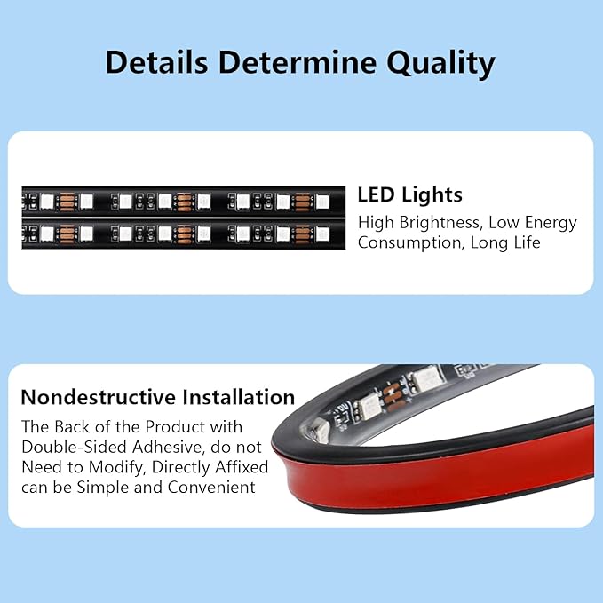 Interior car Lights,Ambient Lighting car Interior,car footwell Lights, APP Control 16 Million Colors Music Sync, DIY Mode Multicolor LED Interior Lights for Cars, Trucks, SUVs, 5V USB Power