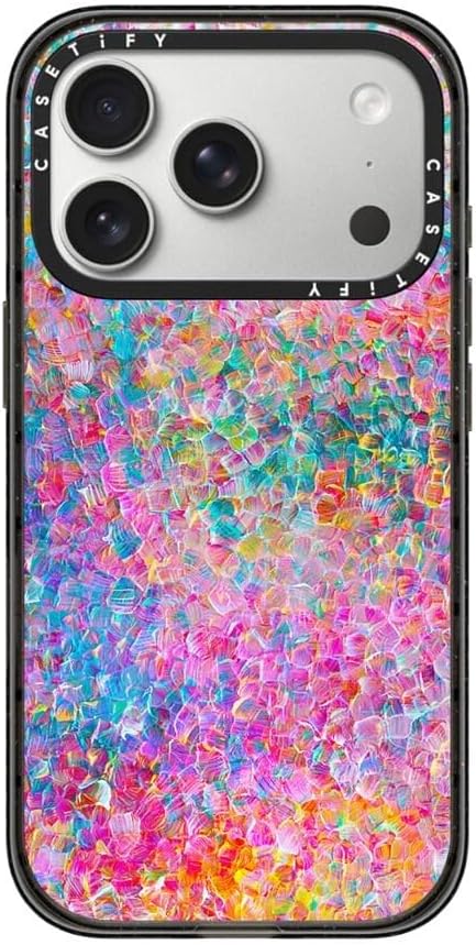 CASETiFY Impact iPhone 17 Pro Case [Slim/Compatible with Magsafe / 8.2 ft. 4X Military Grade Drop Protection] - My Neon Summer - Clear Black