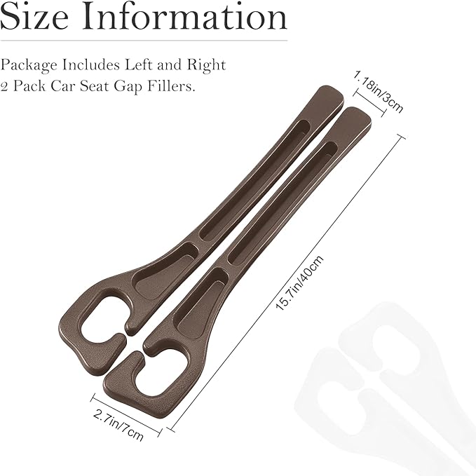 Car Seat Gap Filler 2-Pack, Universal Car Seat Gap Filler Organizer, Seat Gap Plug – Fills Gap Between Seat & Console (Brown)