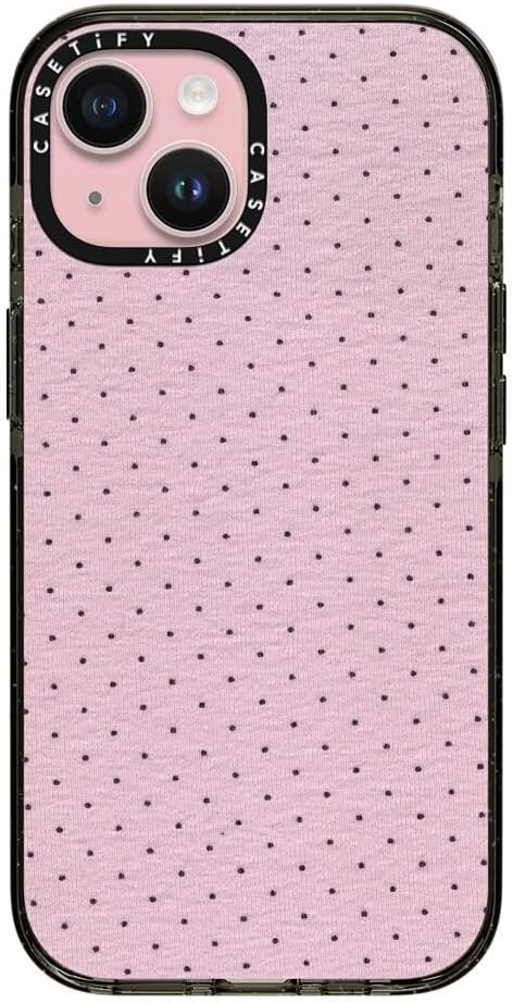 CASETiFY Impact iPhone 15 Case [Slim/Compatible with Magsafe / 8.2 ft. 4X Military Grade Drop Protection] - Abstract Pink Purple Polka dots - Clear Black