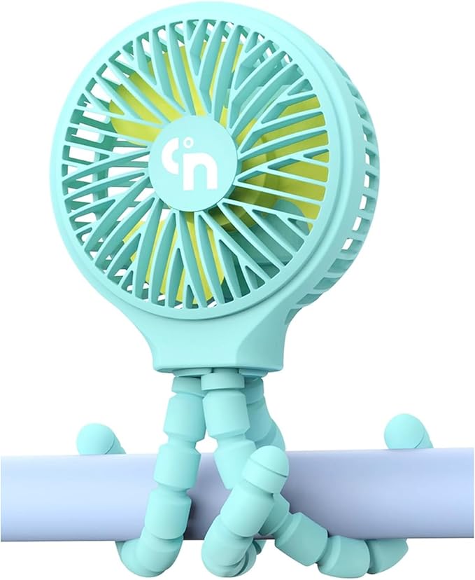 WiHoo Portable Stroller Fan, 11H Ultra-long Battery Life 3 Speed 360°Rotate, USB Rechargeable or Battery Operated Cooling Clip On Personal Fan for Baby Crib Travel Car Seat Blue