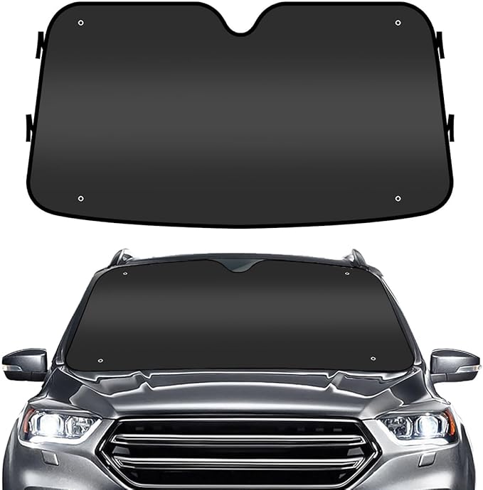 GENANY Black Windshield Sun Shade for Car SUV Truck (55x30 Inches), Sun Shade Windshield, Shades for Front Windows, Sunshade for Car Windshield, Protector Blocks UV