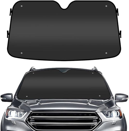GENANY Black Windshield Sun Shade for Car SUV Truck (55x30 Inches), Sun Shade Windshield, Shades for Front Windows, Sunshade for Car Windshield, Protector Blocks UV