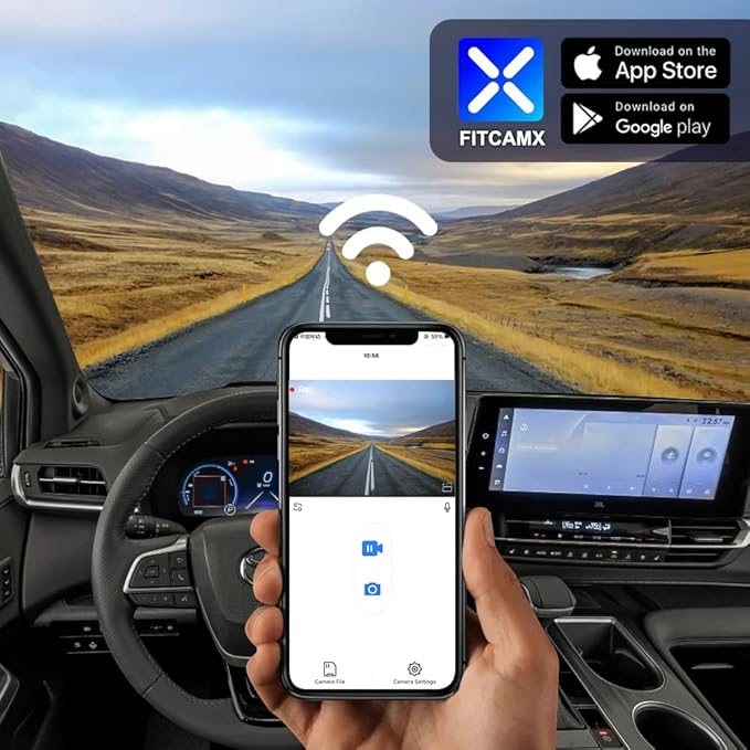 Fitcamx Front 2160P+Rear 1080P Dash Cam for 2021-2026 Toyota Sienna LE Limited XLE Platinum XSE (XL40), OEM Factory Look, Dual HD Video, WiFi & APP, Loop Recording, G-Sensor, Easy to Use, 128GB Card