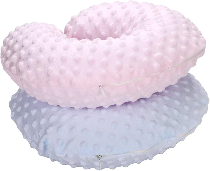 Neck Pillows Kids Travel Pillow Inflatable Head Support Pillow Cute Cozy U Shape Neck Pillow for Car Seat Airplanes Train Soft Washable Chin Neck Support Pillow for Toddler Boys Girls (Pink)