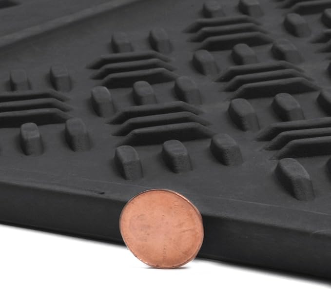 BDK Heavy Duty Diamond Complementary Rubber Rear Floor Mats Liners, All Weather Protection, Designed for Trucks Cars Sedan SUV